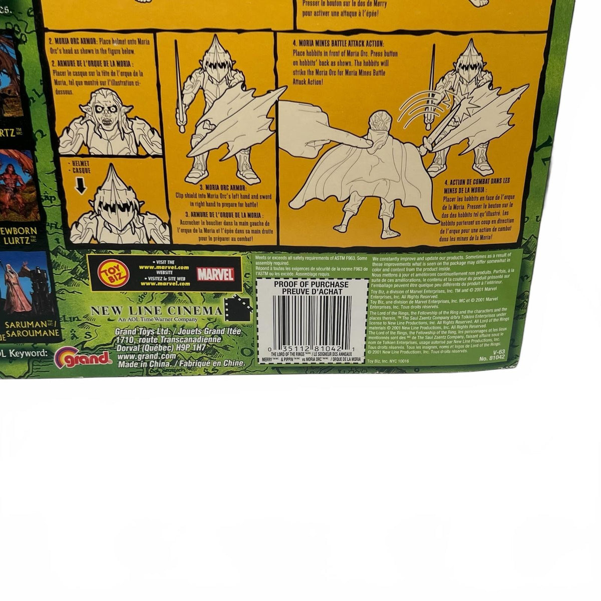 Lord of The Rings Toybiz Merry, Pippin and Moria Orc (The Fellowship) 6” Action Figure