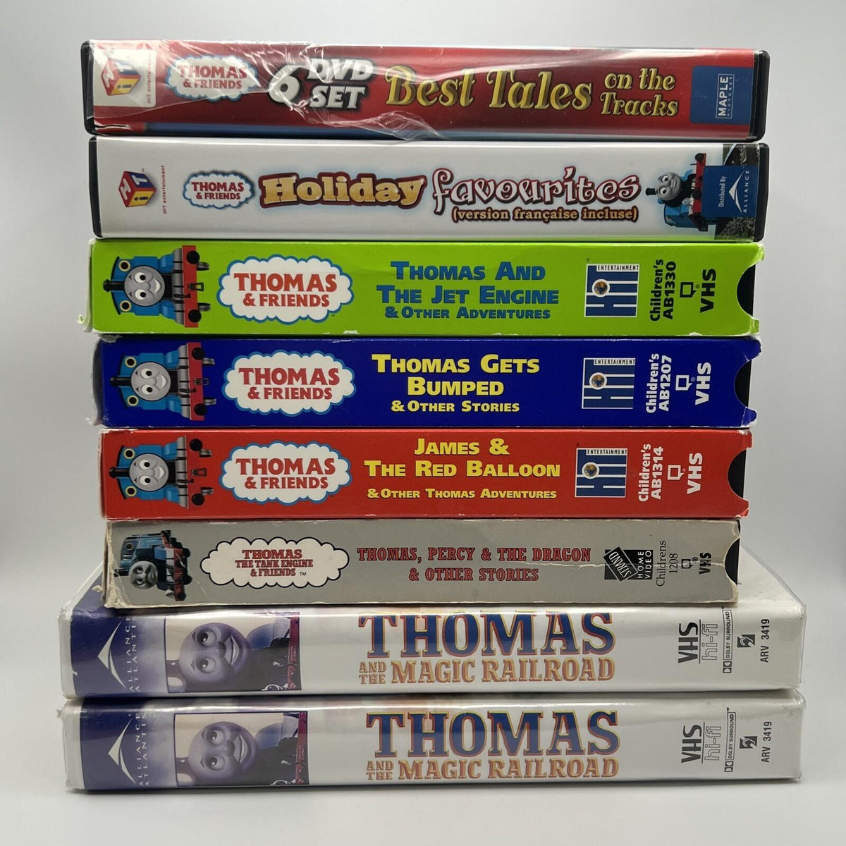 Assorted Thomas & Friends DVDs, VHS Tapes, & TrackMaster Motorized Thomas Lot #4