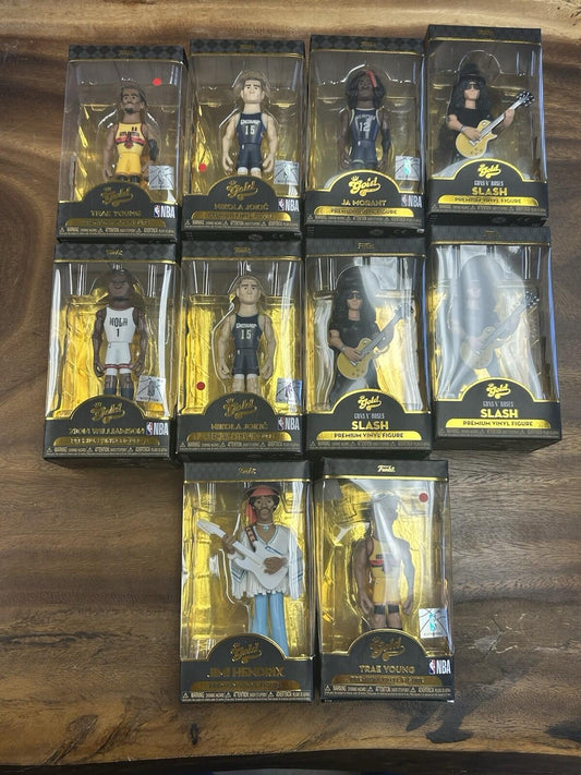 Funko Pop Gold Vinyl NBA: JOKIC, ZION, TRAE, JA MUSIC: SLASH, HENDRIX Lot Of 10