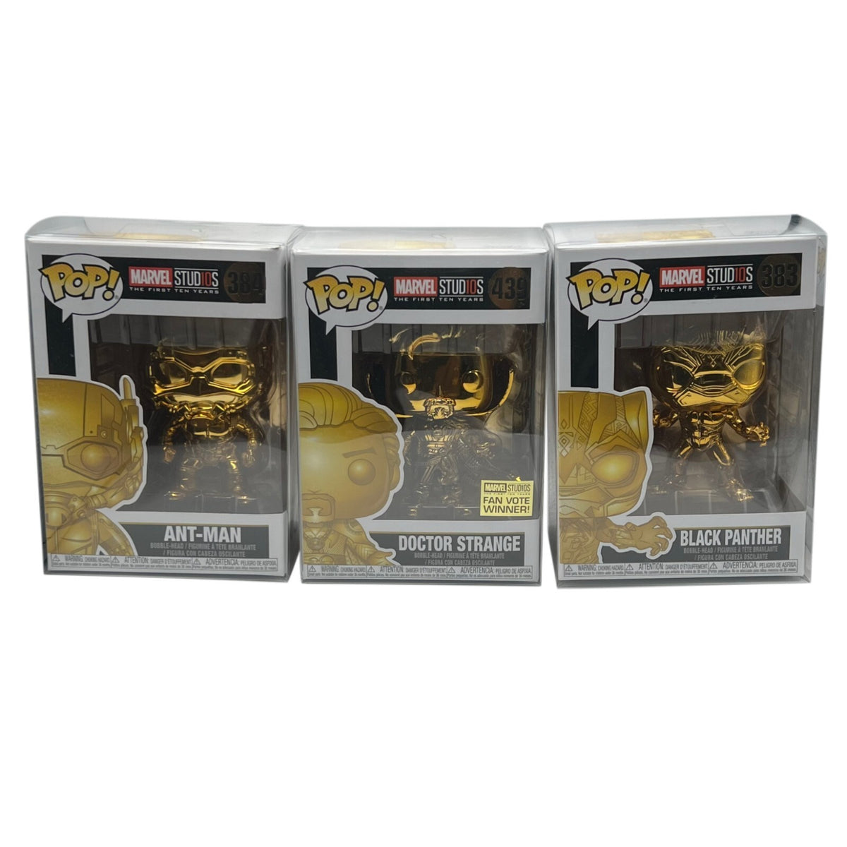 Funko Pop Marvel Studios 10 Years Gold Lot Ant-Man Doctor Strange Black Panther