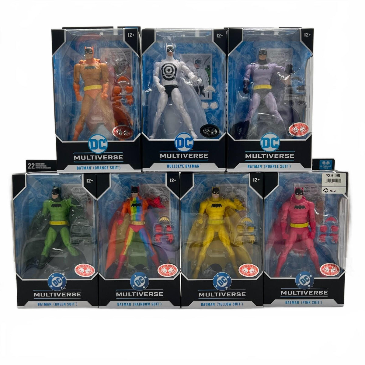 DC McFarlane Multicoloured Rainbow Suit Batman Lot of 7 7” Action Figures