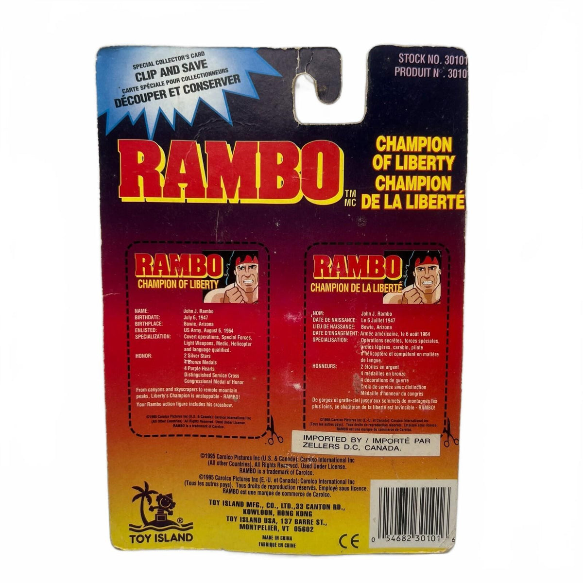 Toy Island RAMBO Champion of Liberty Action Figure 1995