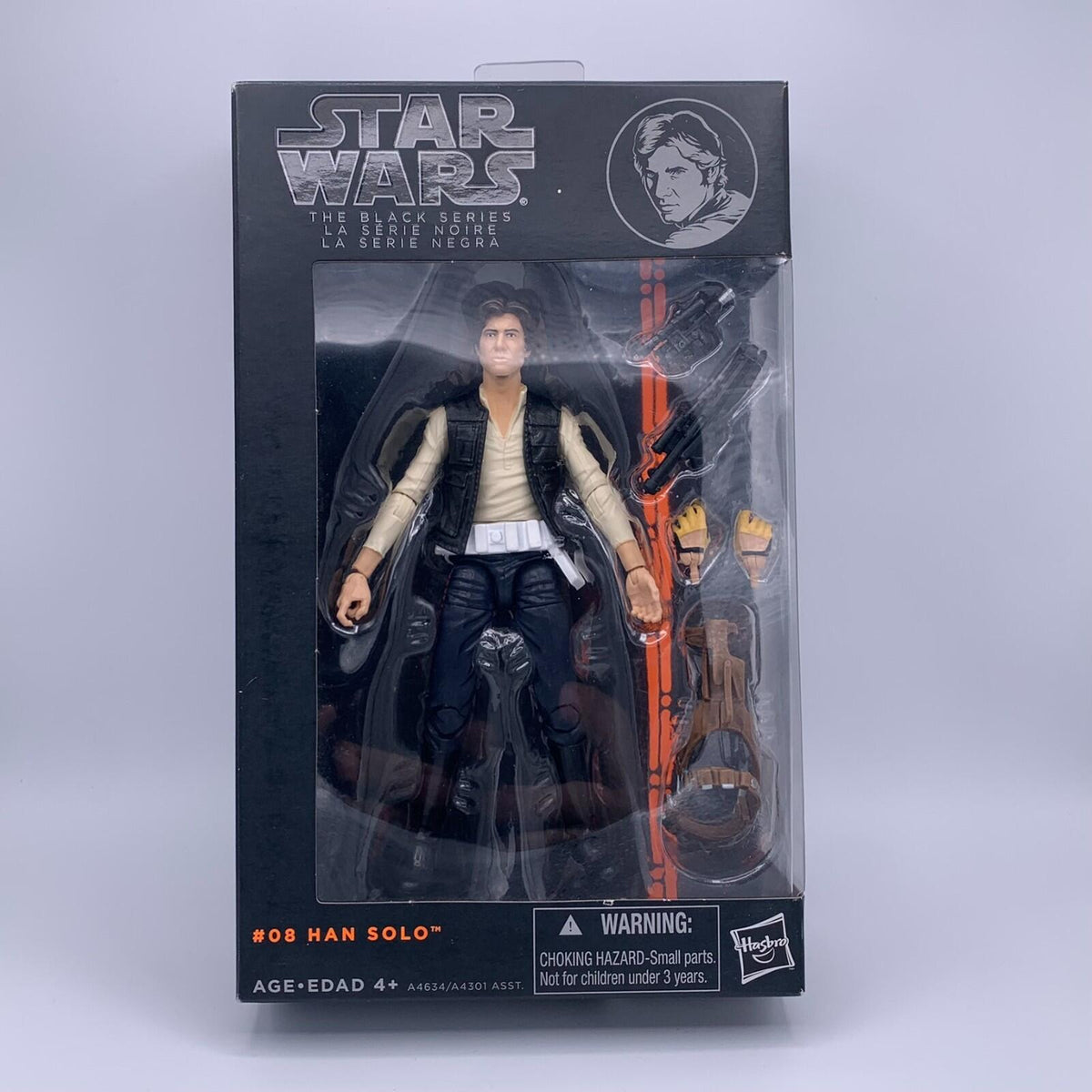 Star Wars Black Series 6 Inch Han Solo #08 Orange Line Hasbro 2013 New Sealed